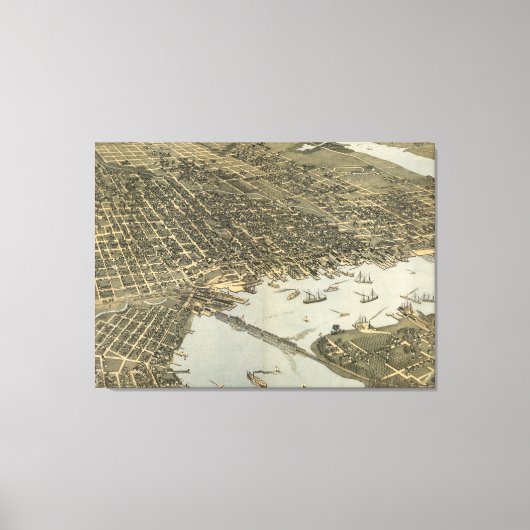 Pictorial Map of Jacksonville FL (1893) Canvas Afdruk (Voorkant)