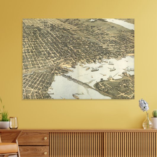  Pictorial Map of Jacksonville FL (1893) Canvas Afdruk (Insitu (Woonkamer))