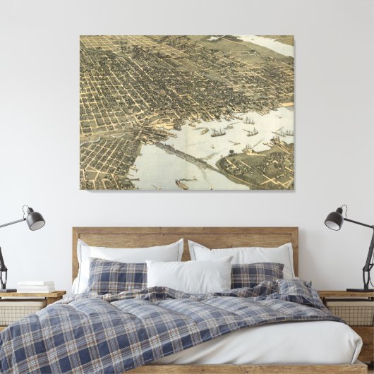  Pictorial Map of Jacksonville FL (1893) Canvas Afdruk (Insitu (Slaapkamer))