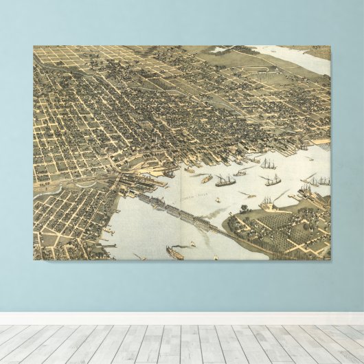  Pictorial Map of Jacksonville FL (1893) Canvas Afdruk (Insitu (Houten vloer))