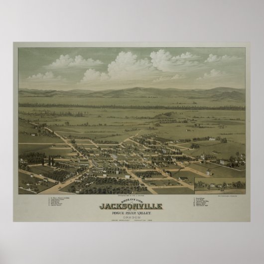 Pictorial Map of Jacksonville OR (1883) Poster (Voorkant)