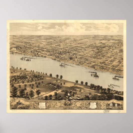 Pictorial Map of Jefferson City MO (1869) Poster (Voorkant)