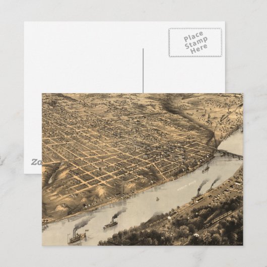  Pictorial Map of Kansas City (1869) Briefkaart (Voorkant / Achterkant)