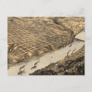 Pictorial Map of Kansas City (1869) Briefkaart