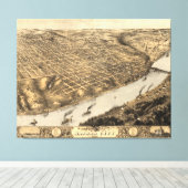  Pictorial Map of Kansas City (1869) Canvas Afdruk (Insitu (Houten vloer))