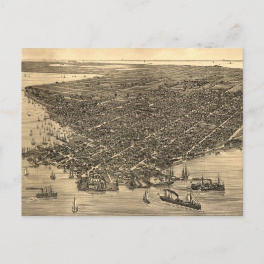  Pictorial Map of Key West FL (1884) Briefkaart (Voorkant)