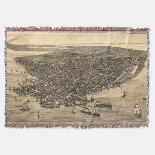  Pictorial Map of Key West FL (1884) Deken (Voorkant)