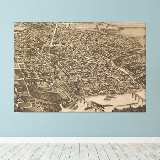  Pictorial Map of Knoxville (1886) Canvas Afdruk (Insitu (Houten vloer))