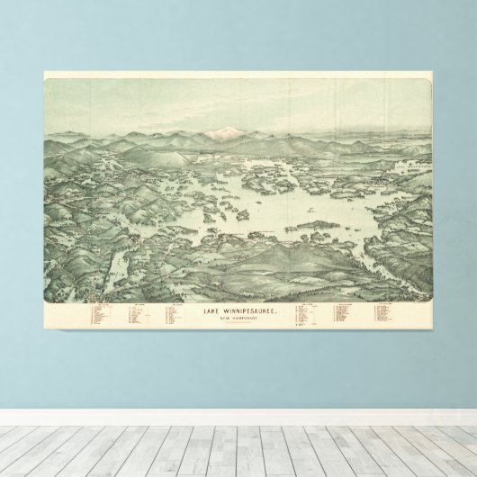  Pictorial Map of Lake Winnipesaukee (1903) Canvas Afdruk (Insitu (Houten vloer))