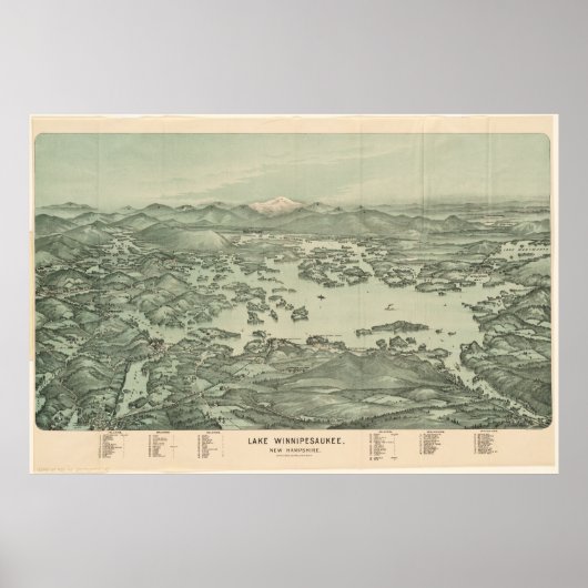 Pictorial Map of Lake Winnipesaukee (1903) Poster (Voorkant)