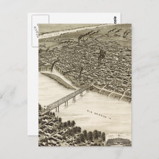 Pictorial Map of Laredo Texas (1892) Briefkaart (Voorkant / Achterkant)