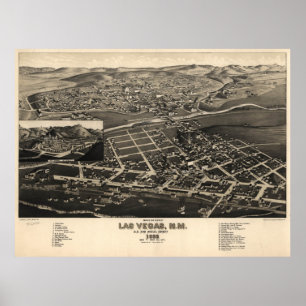 Pictorial Map of Las Vegas NM (1882) Poster