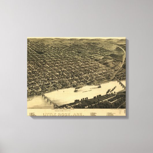 Pictorial Map of Little Rock (1887) Canvas Afdruk (Voorkant)