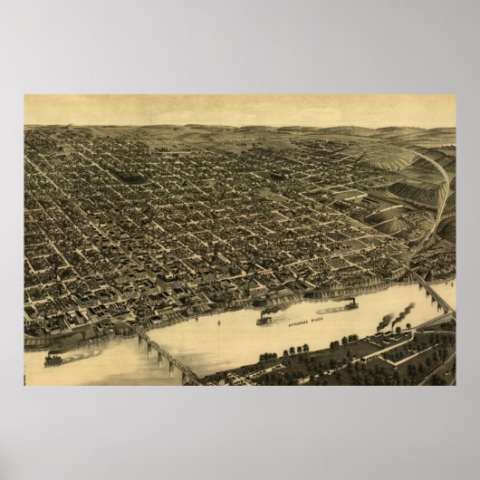 Pictorial Map of Little Rock (1887) Poster (Voorkant)