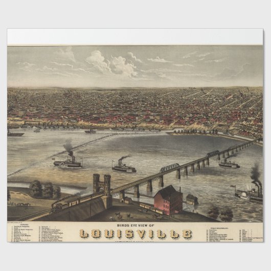 Pictorial Map of Louisville (1876) Cadeaupapier