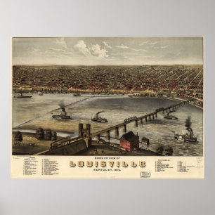  Pictorial Map of Louisville (1876) Poster