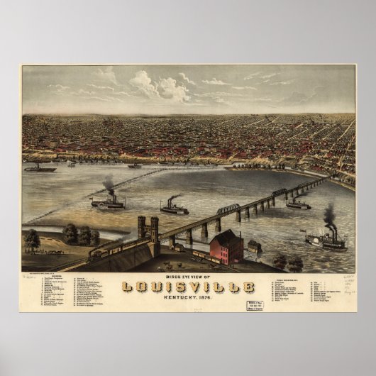  Pictorial Map of Louisville (1876) Poster (Voorkant)