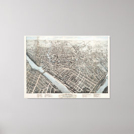 Pictorial Map of Lowell MA (1876) Canvas Afdruk
