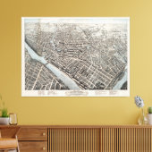  Pictorial Map of Lowell MA (1876) Canvas Afdruk (Insitu (Woonkamer))
