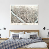  Pictorial Map of Lowell MA (1876) Canvas Afdruk (Insitu (Slaapkamer))