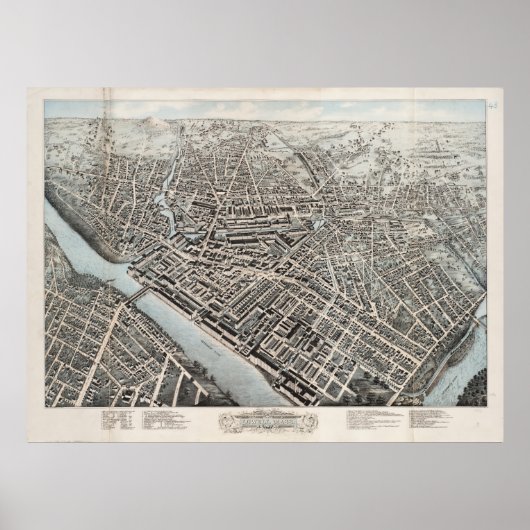  Pictorial Map of Lowell MA (1876) Poster (Voorkant)