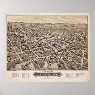  Pictorial Map of Lynn MA (1879) Poster