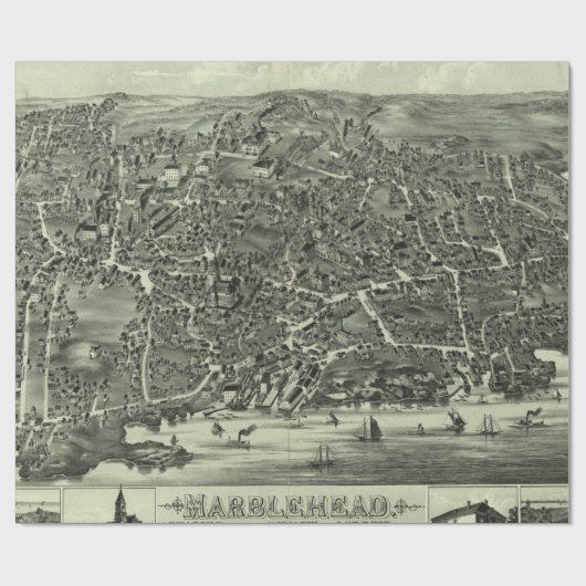  Pictorial Map of Marblehead MA (1882) Cadeaupapier (Vlak)