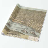 Pictorial Map of Memphis Tennessee (1870) Cadeaupapier (Uitgerold)