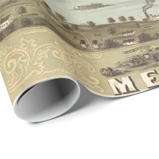 Pictorial Map of Memphis Tennessee (1870) Cadeaupapier (Rol Hoek)