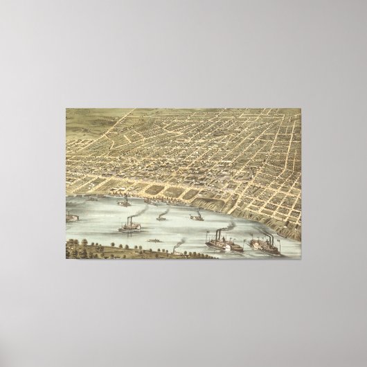  Pictorial Map of Memphis Tennessee (1870) Canvas Afdruk (Voorkant)