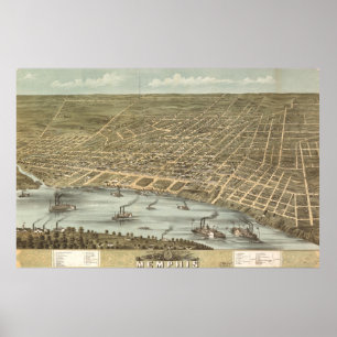  Pictorial Map of Memphis Tennessee (1870) Poster