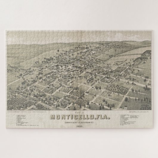  Pictorial Map of Monticello FL (1885) Legpuzzel (Horizontaal)