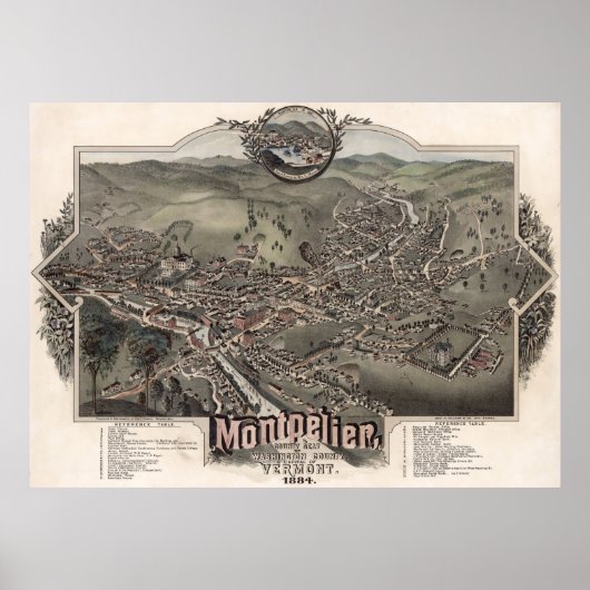  Pictorial Map of Montpelier Vermont (1884) Poster (Voorkant)