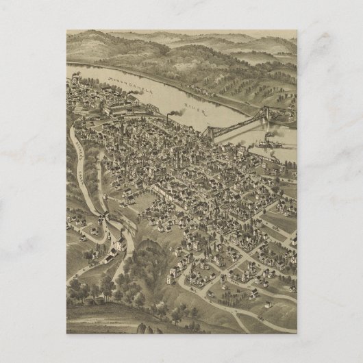  Pictorial Map of Morgantown WV (1897) Briefkaart (Voorkant)