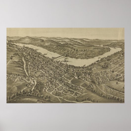  Pictorial Map of Morgantown WV (1897) Poster (Voorkant)