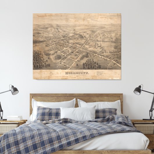  Pictorial Map of Morristown NJ (1876) Canvas Afdruk (Insitu (Slaapkamer))