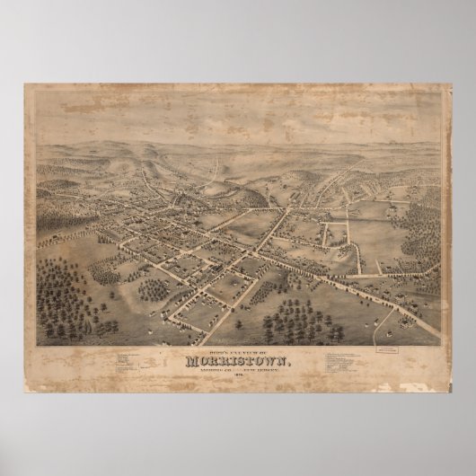  Pictorial Map of Morristown NJ (1876) Poster (Voorkant)