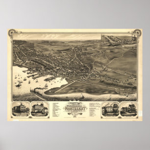  Pictorial Map of Nantucket (1881) Poster