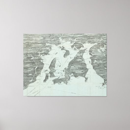  Pictorial Map of Narragansett Bay (1907) Canvas Afdruk (Voorkant)