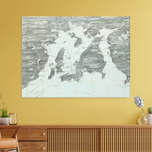  Pictorial Map of Narragansett Bay (1907) Canvas Afdruk (Insitu (Woonkamer))