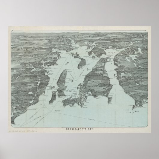  Pictorial Map of Narragansett Bay (1907) Poster (Voorkant)