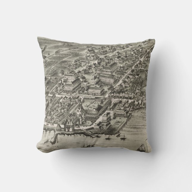  Pictorial Map of Narragansett RI (1888) Kussen (Voorkant)