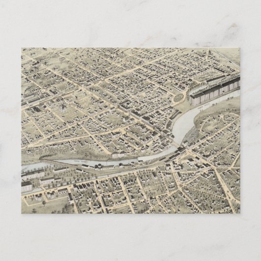  Pictorial Map of Nashua NH (1875) Briefkaart (Voorkant)