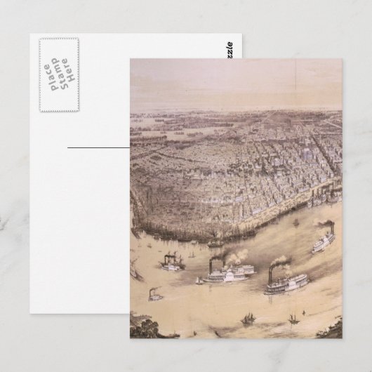  Pictorial Map of New Orleans (1851) Briefkaart (Voorkant / Achterkant)