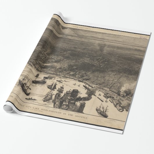 Pictorial Map of New Orleans (1884) Cadeaupapier (Uitgerold)