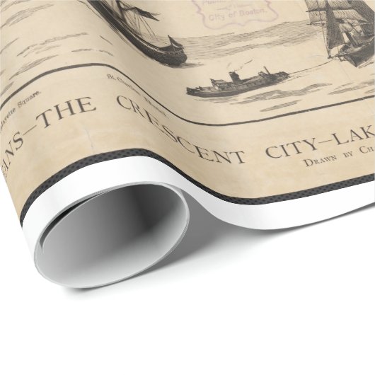  Pictorial Map of New Orleans (1884) Cadeaupapier (Rol Hoek)