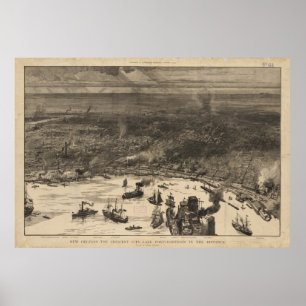  Pictorial Map of New Orleans (1884) Poster