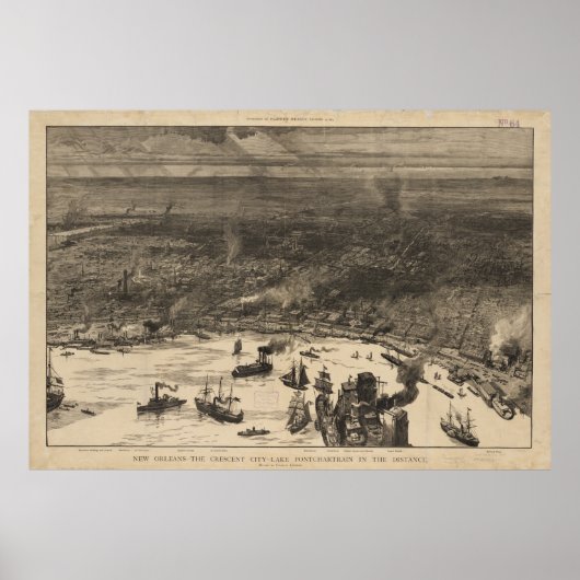  Pictorial Map of New Orleans (1884) Poster (Voorkant)