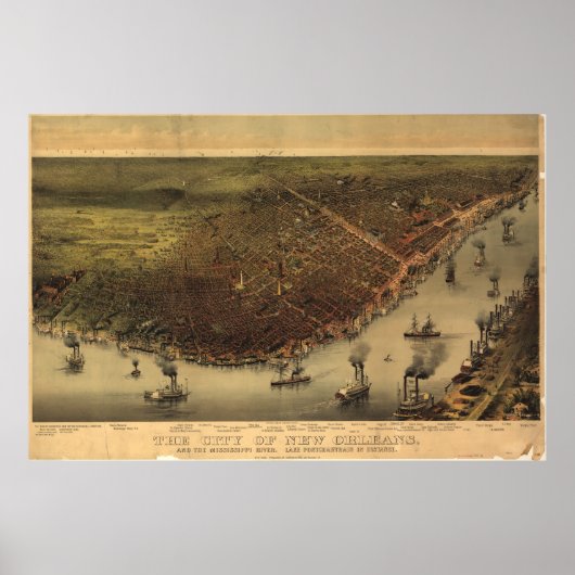Pictorial Map of New Orleans (1885) Poster (Voorkant)