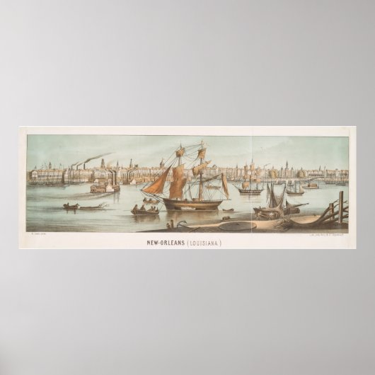  Pictorial Map of New Orleans LA (1854) Poster (Voorkant)